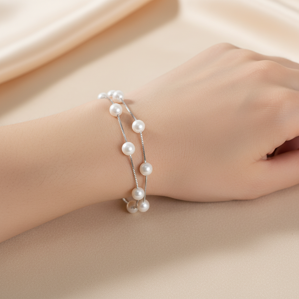 Double line pearl Bracelet | Crafted Canvaas