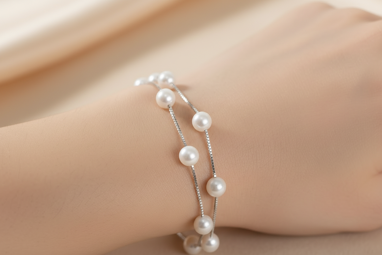 Double line pearl Bracelet | Crafted Canvaas