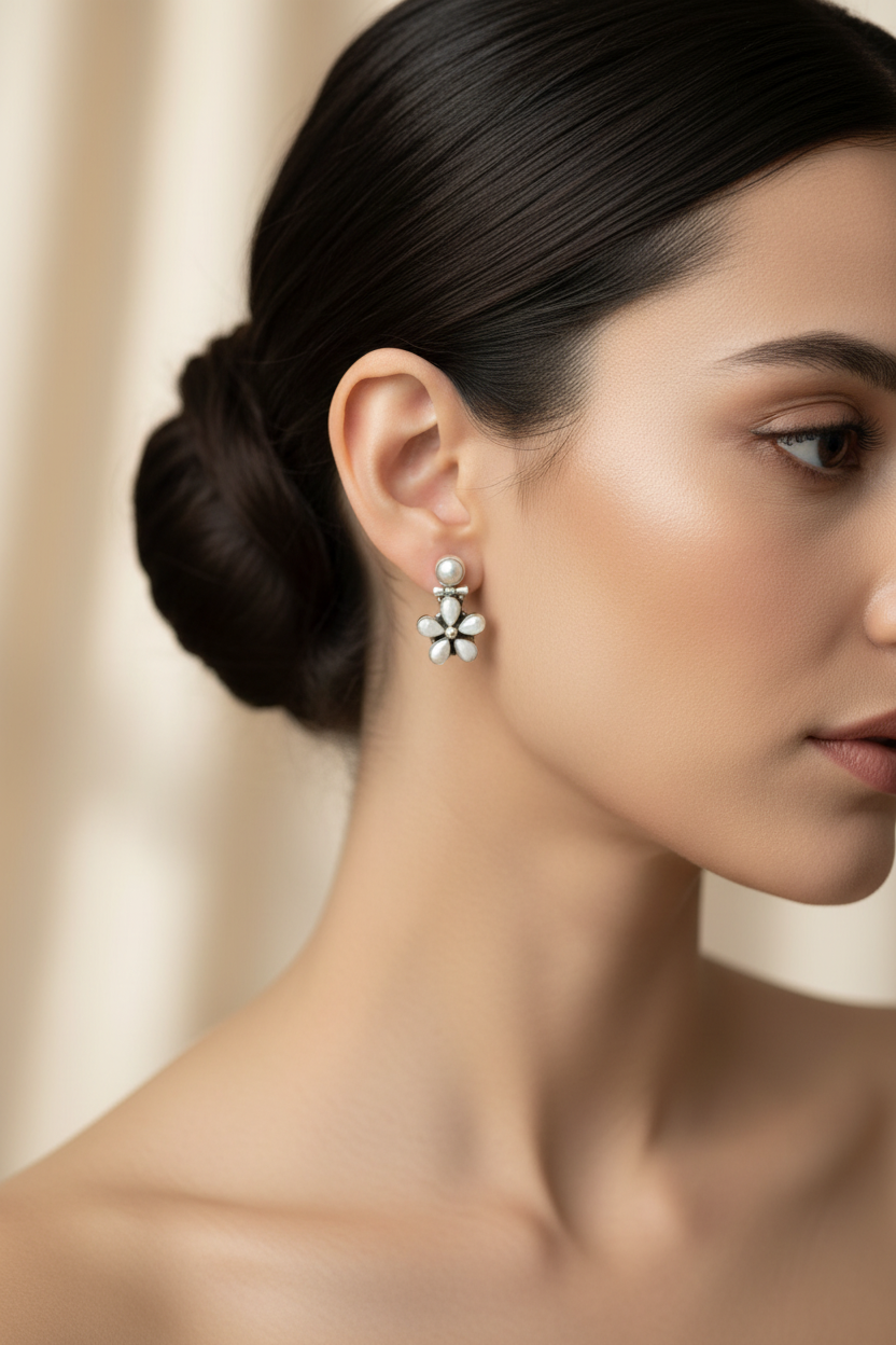 Floral Pearl Earrings | Crafted Canvaas