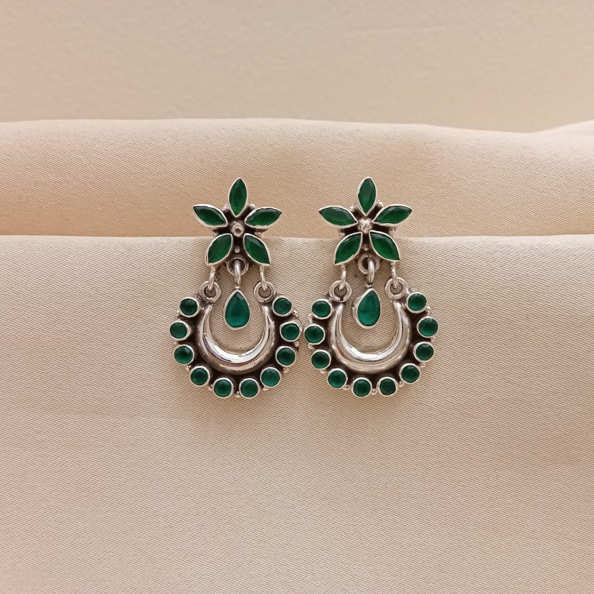 Hydro Emerald Green Chandbali - Crafted Canvaas