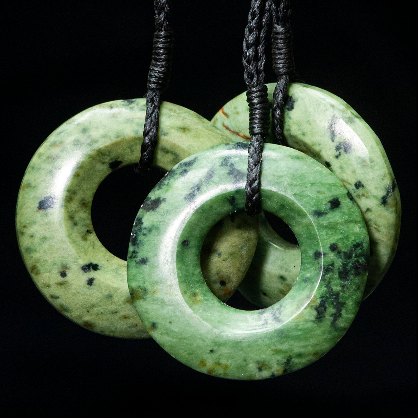 Jade Kopae Disc, handcrafted pendant with plaited cord-1