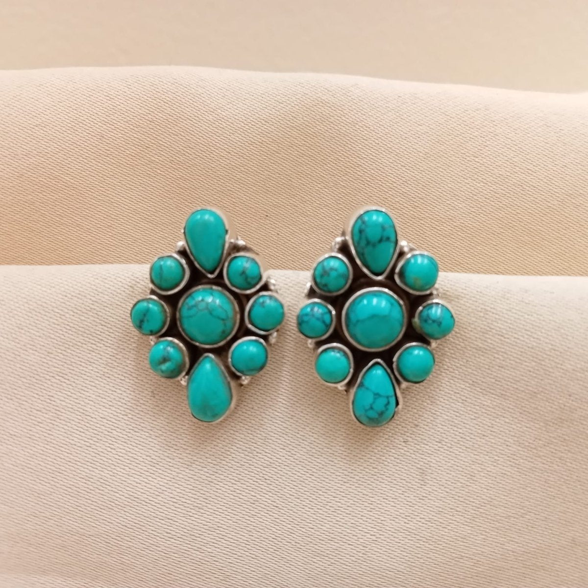 Kite Shape Hydro Turquoise Studs - Crafted Canvaas