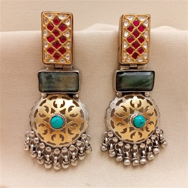 Kundan Dual Tone Earrings - Crafted Canvaas