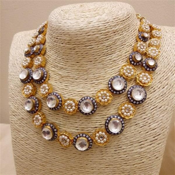 Kundan - Pearl Neckpiece - Crafted Canvaas