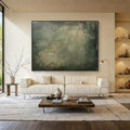 Large Geometric Abstract Painting in Green and Beige ÃÂÃÂ¢ÃÂÃÂÃÂÃÂ Minimalist Wabi - Sabi Canvas Wall Art, Modern Green Wall Decor for Contemporary Spaces - Crafted Canvaas