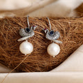 Peacock Pearl Blue Earrings - Crafted Canvaas