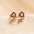 Red Kundan Jhumkis - Crafted Canvaas
