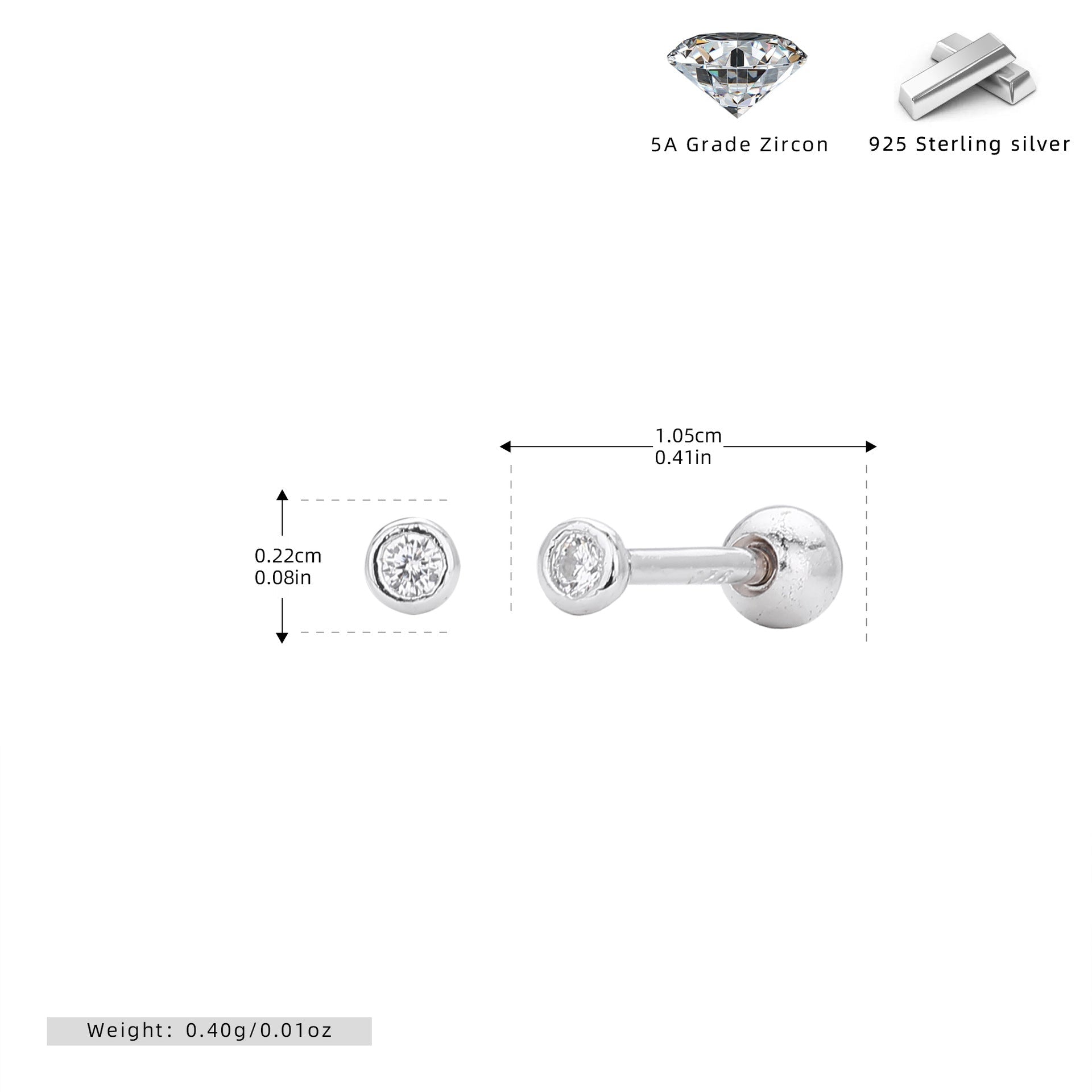 S925 Sterling Silver Threaded Earrings With Zircon Inlays - Crafted Canvaas