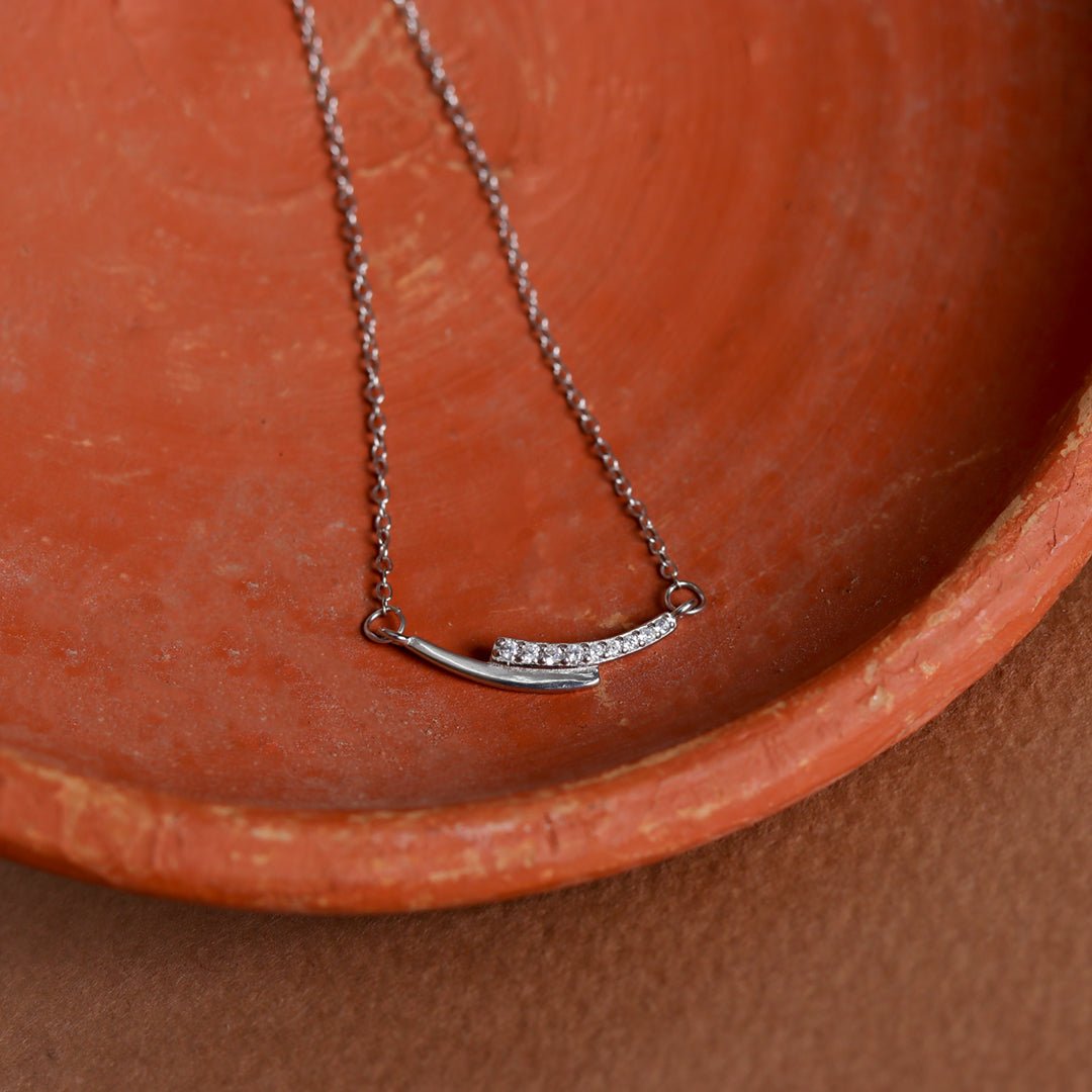 Silver Black Enamel Zircon Necklace - Crafted Canvaas