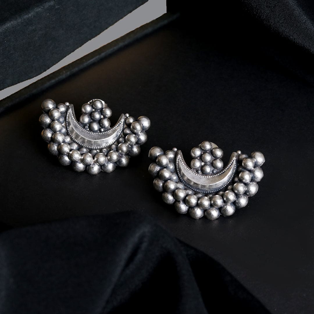 Silver Chandra Phool Earrings - Crafted Canvaas
