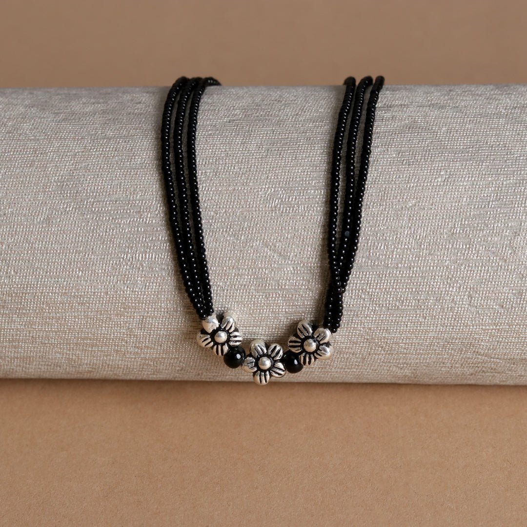 Silver Flower Mangalsutra - Crafted Canvaas