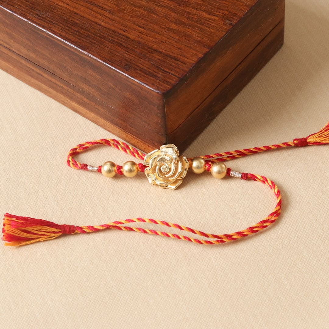 Silver Gold Beads Rakhi - Crafted Canvaas