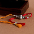 Sliver Ovol Beads Rakhi - Crafted Canvaas