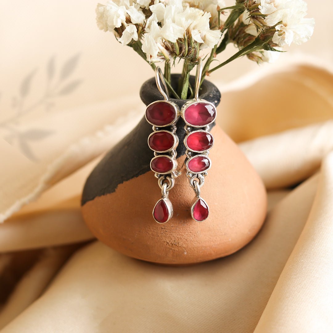 Stacked Hydro Ruby Earrings - Crafted Canvaas