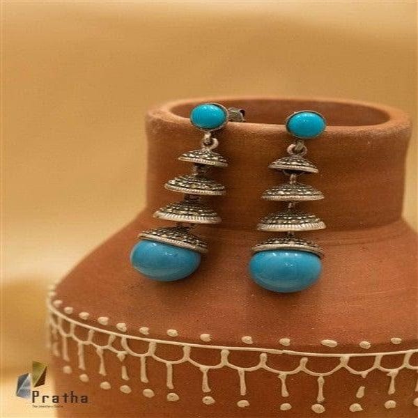 Turquoise & Marcasite Earrings - Crafted Canvaas