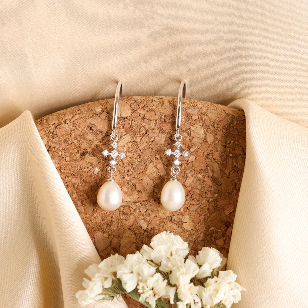 Zircon Pearl Drop Hooks - Crafted Canvaas
